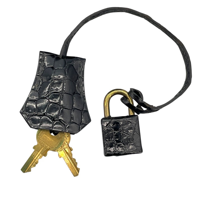 エルメス HERMES ケリー28 外縫い 〇K刻 ブラック GD金具 カイマンクロコ レディース ショルダーバッグ