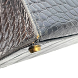 エルメス HERMES ケリー28 外縫い 〇K刻 ブラック GD金具 カイマンクロコ レディース ショルダーバッグ