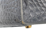 エルメス HERMES ケリー28 外縫い 〇K刻 ブラック GD金具 カイマンクロコ レディース ショルダーバッグ