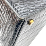 エルメス HERMES ケリー28 外縫い 〇K刻 ブラック GD金具 カイマンクロコ レディース ショルダーバッグ