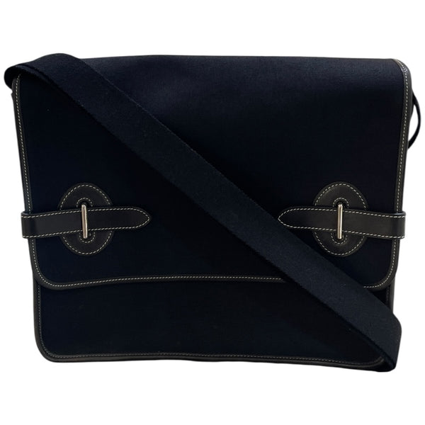 エルメス HERMES ブエナベンチュラMM ブラック・シルバー金具 トワル メンズ ショルダーバッグ