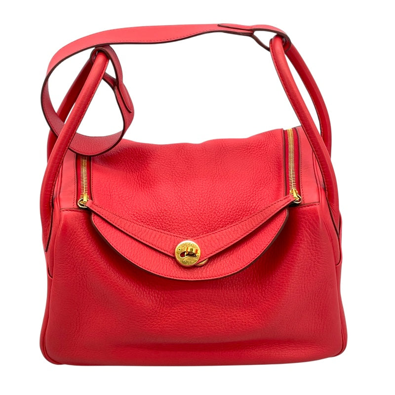 エルメス HERMES リンディ34 □O ローズジャイプール GD金具 トゴ レディース ショルダーバッグ