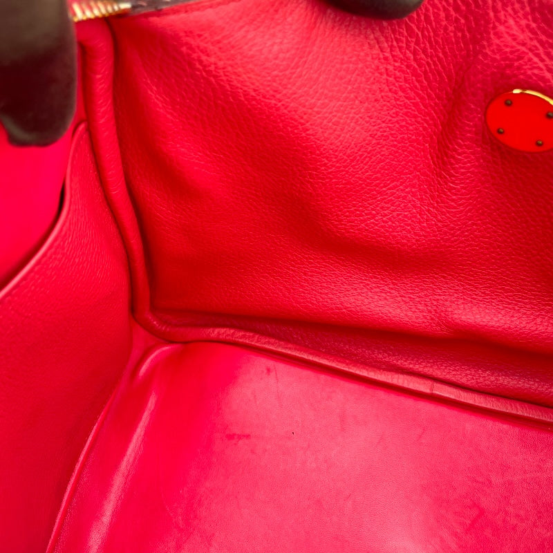 エルメス HERMES リンディ34 □O ローズジャイプール GD金具 トゴ レディース ショルダーバッグ