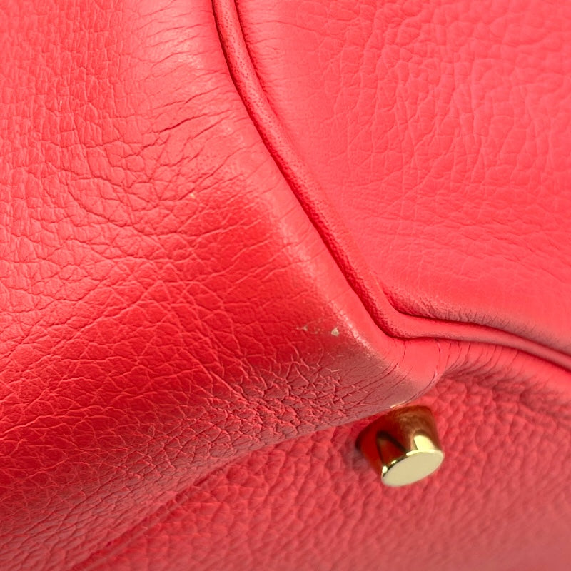 エルメス HERMES リンディ34 □O ローズジャイプール GD金具 トゴ レディース ショルダーバッグ