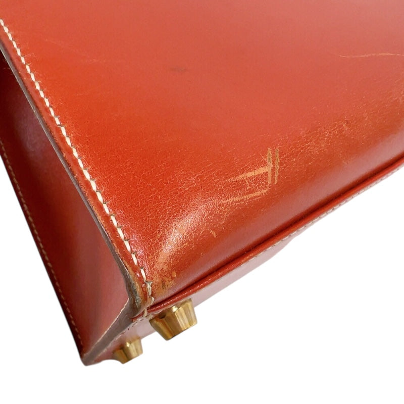 エルメス HERMES ケリー28 外縫い 〇Z刻　(1996年製) ブリック　ゴールド金具金具 ボックスカーフ レディース ショルダーバッグ