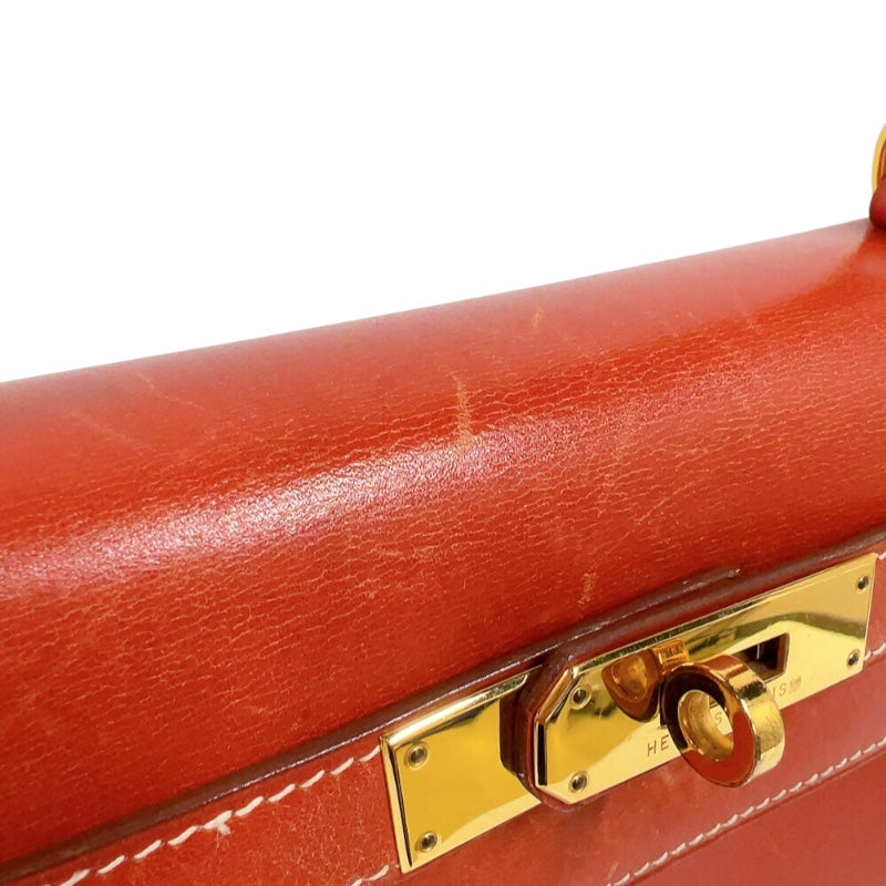 エルメス HERMES ケリー28 外縫い 〇Z刻　(1996年製) ブリック　ゴールド金具金具 ボックスカーフ レディース ショルダーバッグ