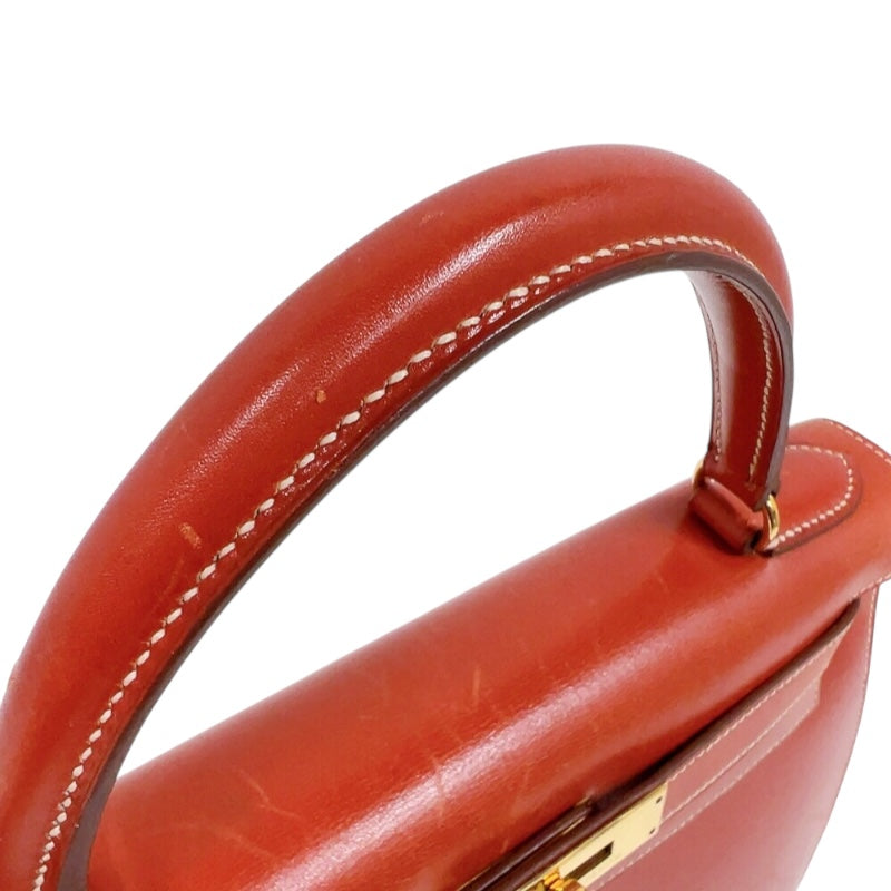 エルメス HERMES ケリー28 外縫い 〇Z刻　(1996年製) ブリック　ゴールド金具金具 ボックスカーフ レディース ショルダーバッグ