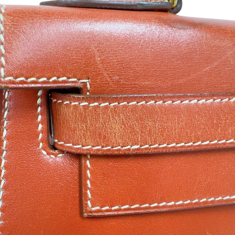 エルメス HERMES ケリー28 外縫い 〇Z刻　(1996年製) ブリック　ゴールド金具金具 ボックスカーフ レディース ショルダーバッグ