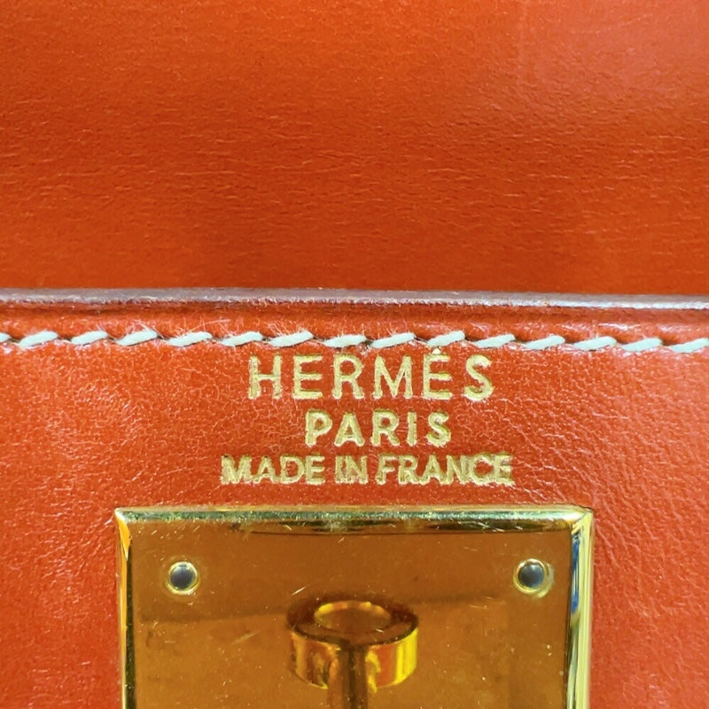エルメス HERMES ケリー28 外縫い 〇Z刻　(1996年製) ブリック　ゴールド金具金具 ボックスカーフ レディース ショルダーバッグ