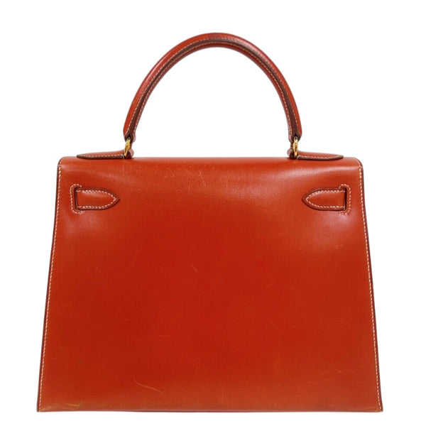エルメス HERMES ケリー28 外縫い 〇Z刻　(1996年製) ブリック　ゴールド金具金具 ボックスカーフ レディース ショルダーバッグ