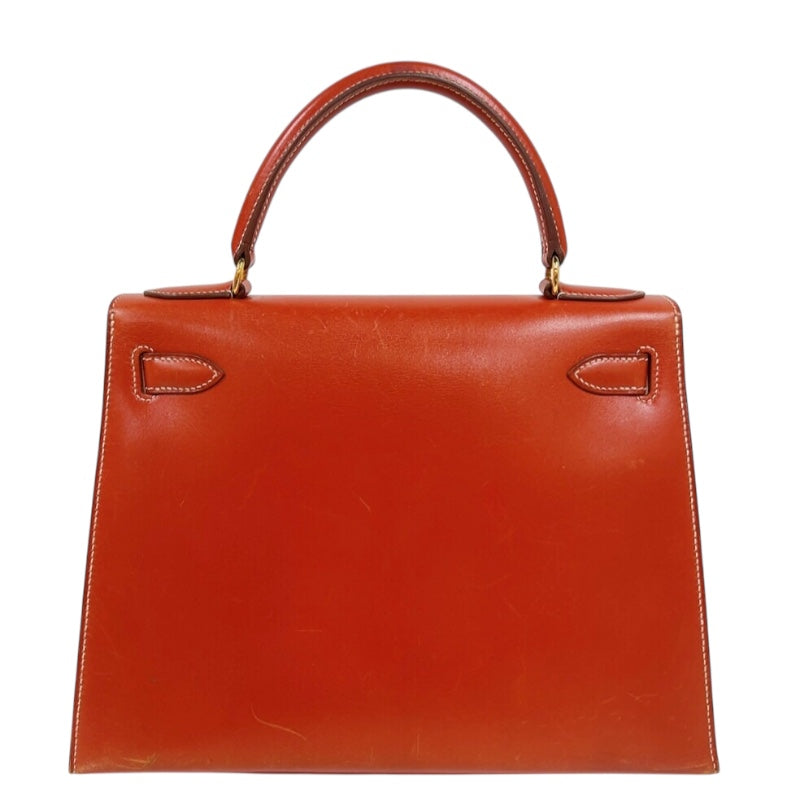 エルメス HERMES ケリー28 外縫い 〇Z刻　(1996年製) ブリック　ゴールド金具金具 ボックスカーフ レディース ショルダーバッグ