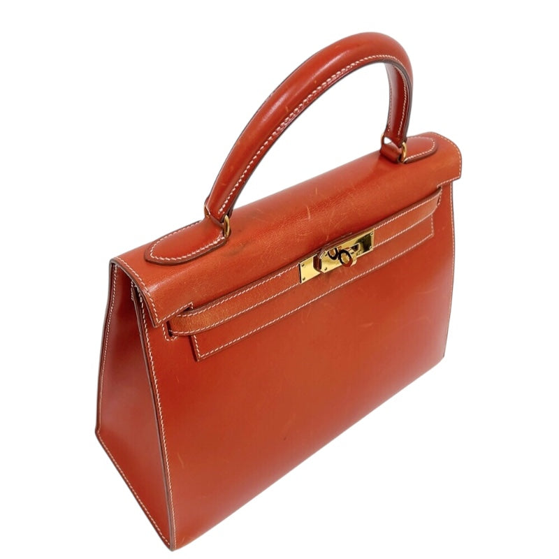 エルメス HERMES ケリー28 外縫い 〇Z刻　(1996年製) ブリック　ゴールド金具金具 ボックスカーフ レディース ショルダーバッグ