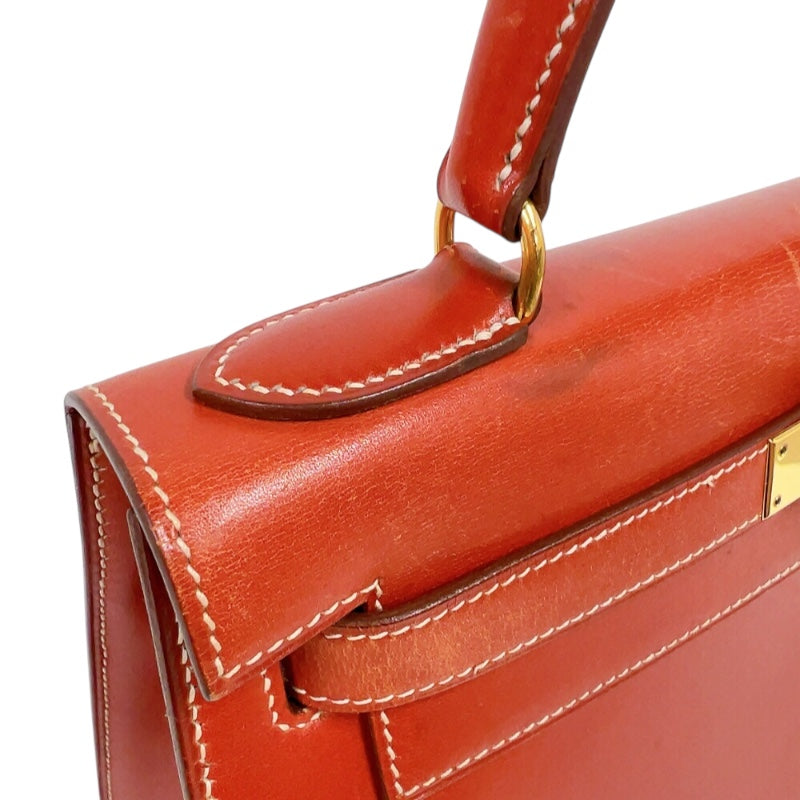 エルメス HERMES ケリー28 外縫い 〇Z刻　(1996年製) ブリック　ゴールド金具金具 ボックスカーフ レディース ショルダーバッグ