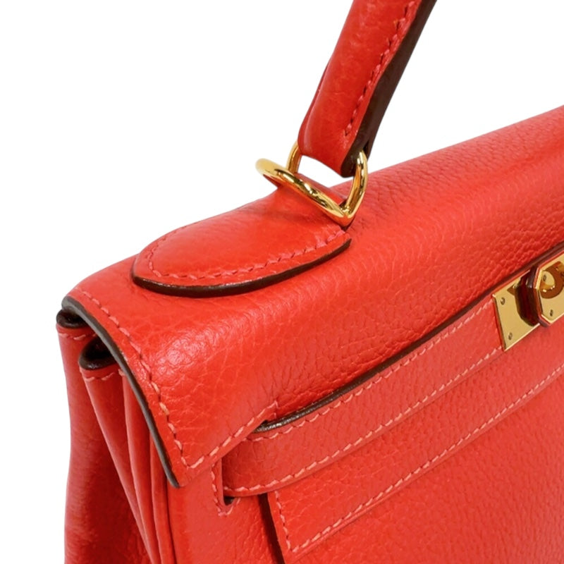 エルメス HERMES ケリー28 内縫い T刻印　(2015年製) ルージュピヴォワンヌ　ゴールド金具 トリヨンクレマンス レディース ショルダーバッグ