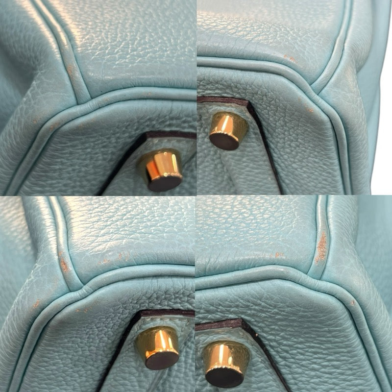 エルメス HERMES バーキン25 T刻 ブルーアトール/ゴールド金具金具 トゴ レディース ハンドバッグ