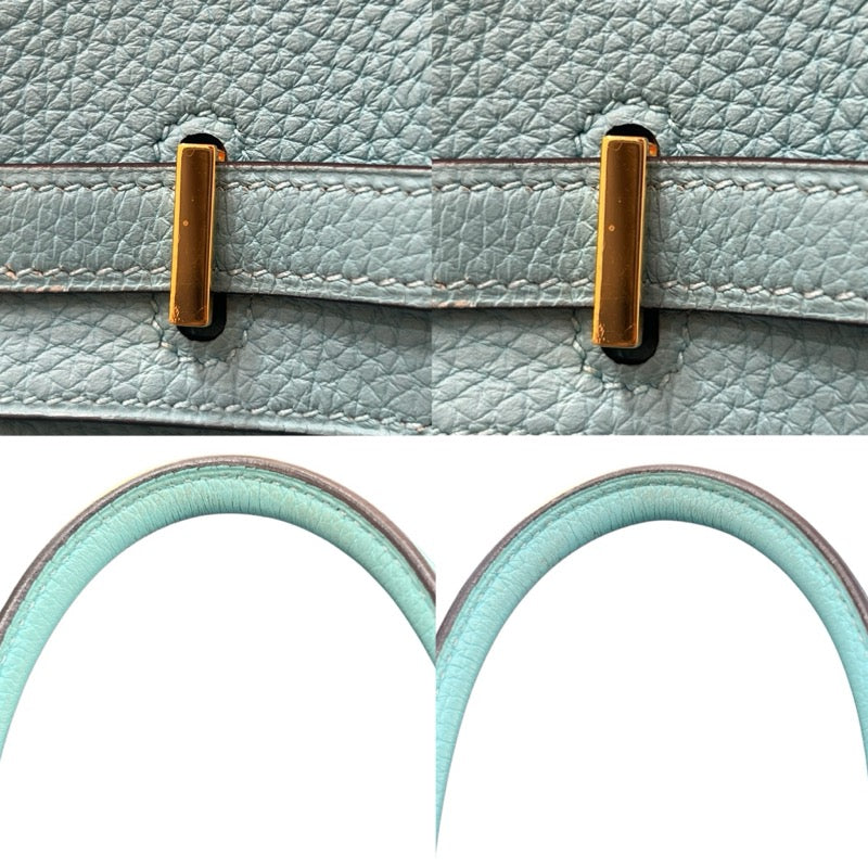 エルメス HERMES バーキン25 T刻 ブルーアトール/ゴールド金具金具 トゴ レディース ハンドバッグ