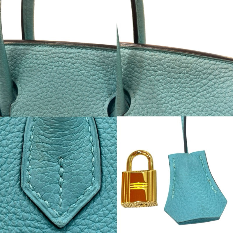 エルメス HERMES バーキン25 T刻 ブルーアトール/ゴールド金具金具 トゴ レディース ハンドバッグ