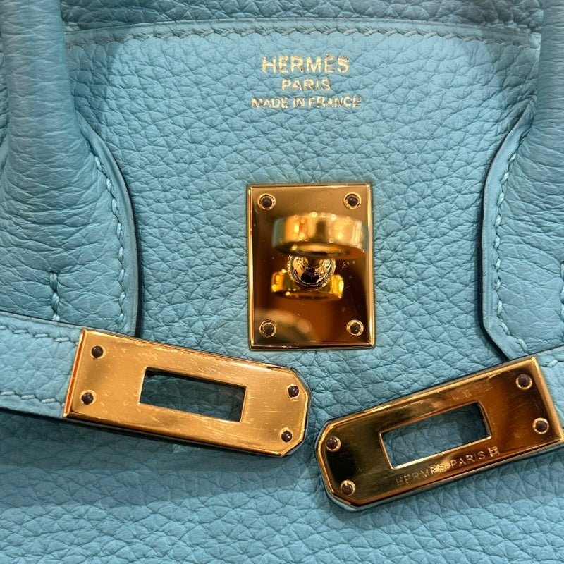 エルメス HERMES バーキン25 T刻 ブルーアトール/ゴールド金具金具 トゴ レディース ハンドバッグ