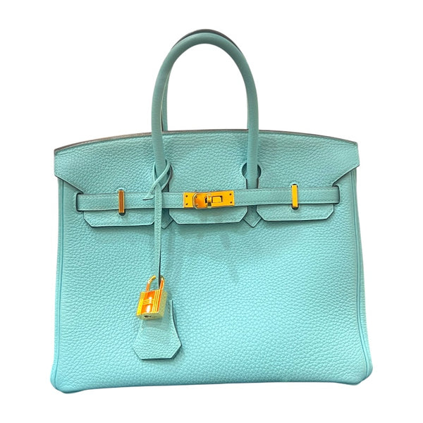 エルメス HERMES バーキン25 T刻 ブルーアトール/ゴールド金具金具 トゴ レディース ハンドバッグ