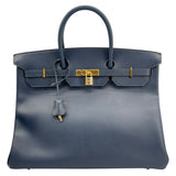 エルメス HERMES バーキン40 〇Z刻印 （1996年製） ブルーロイ　ゴールド金具 アルデンヌ ユニセックス ハンドバッグ