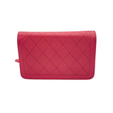 シャネル CHANEL チェンウォレット 24番台 ピンク GD金具 カーフ レディース ショルダーバッグ