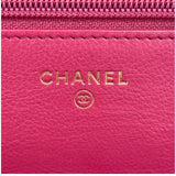 シャネル CHANEL チェンウォレット 24番台 ピンク GD金具 カーフ レディース ショルダーバッグ