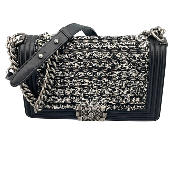 シャネル CHANEL ボーイシャネル25 A67086 ブラック SV金具 ツイード レディース ショルダーバッグ