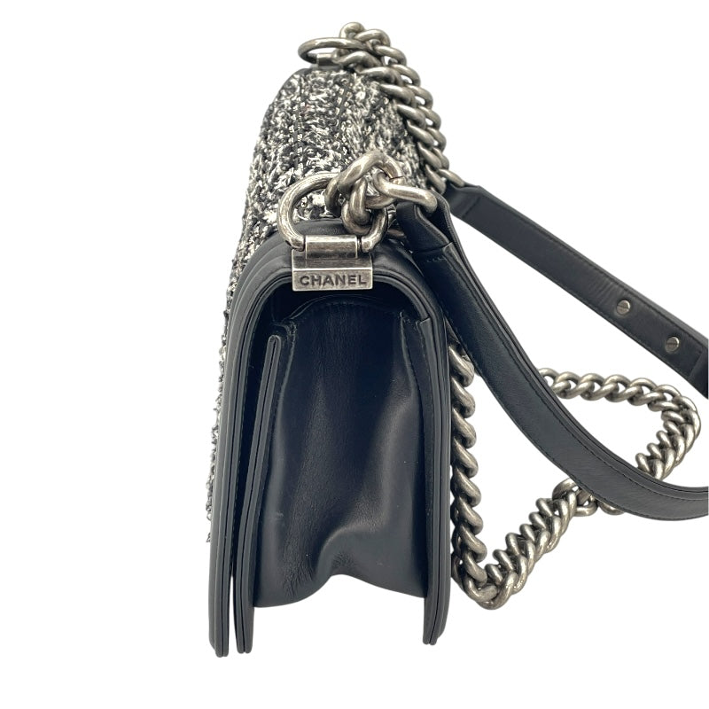 シャネル CHANEL ボーイシャネル25 A67086 ブラック SV金具 ツイード レディース ショルダーバッグ