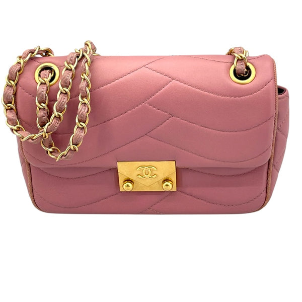 シャネル CHANEL ココマーク チェーン ショルダー ピンク GD金具 ラム レディース ショルダーバッグ