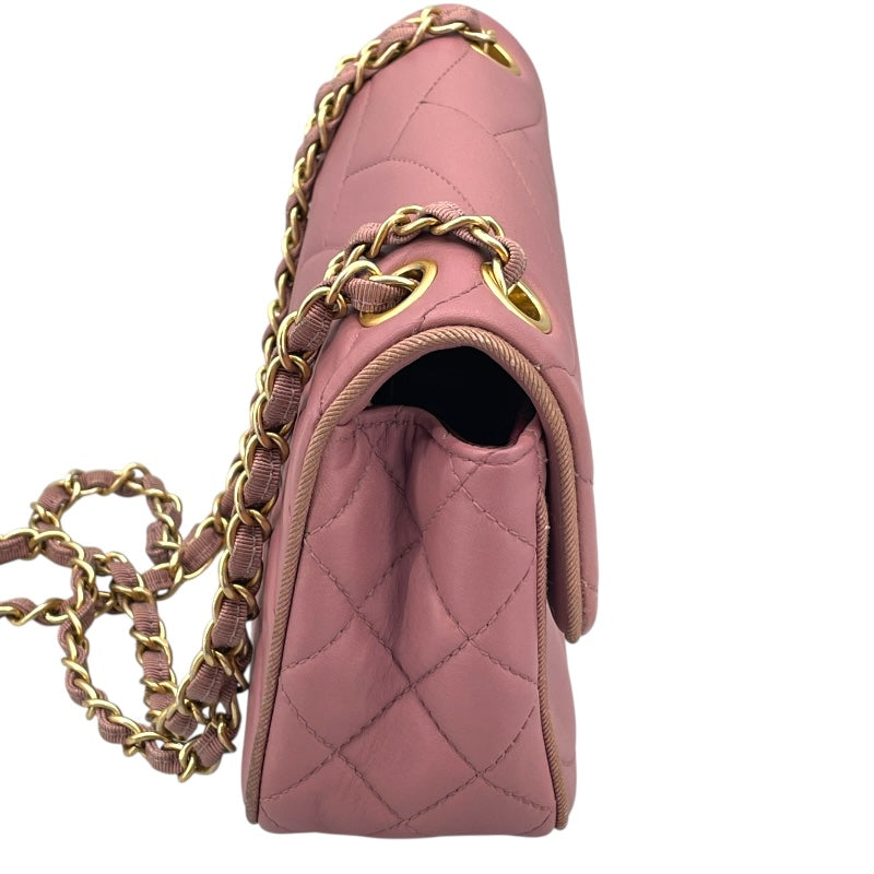 シャネル CHANEL ココマーク チェーン ショルダー ピンク GD金具 ラム レディース ショルダーバッグ