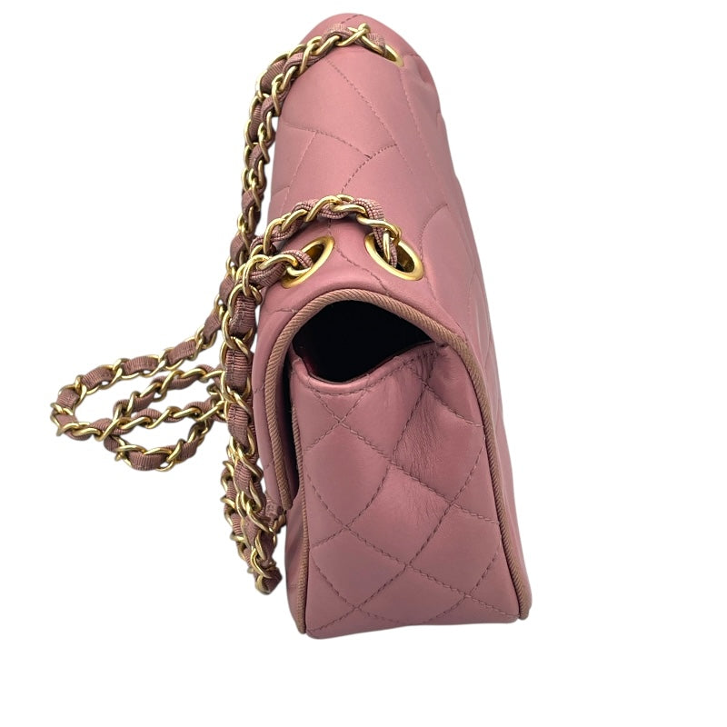 シャネル CHANEL ココマーク チェーン ショルダー ピンク GD金具 ラム レディース ショルダーバッグ