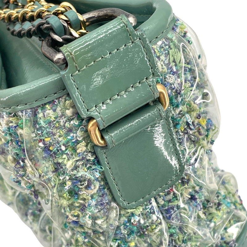 シャネル CHANEL ガブリエル ドゥ ミデ A93824 25番台 グリーン GD/SV金具 ツイード/ビニール レディース ショルダーバッグ