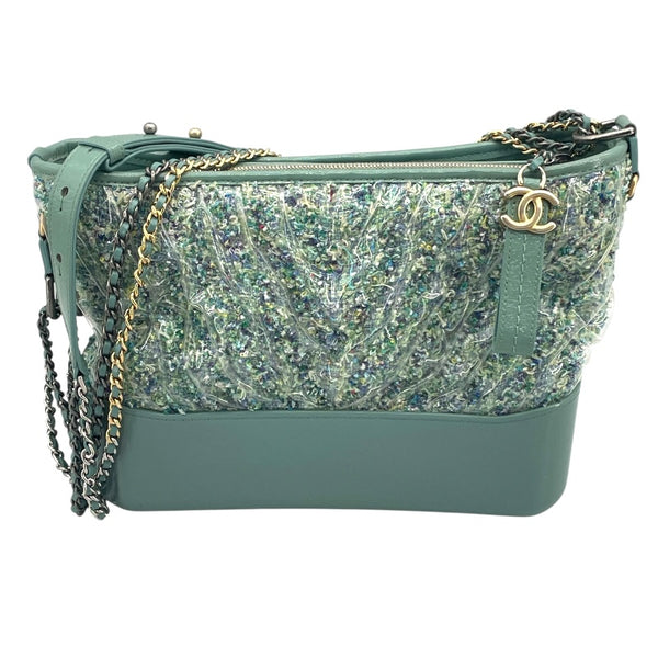 シャネル CHANEL ガブリエル ドゥ ミデ A93824 25番台 グリーン GD/SV金具 ツイード/ビニール レディース ショルダーバッグ