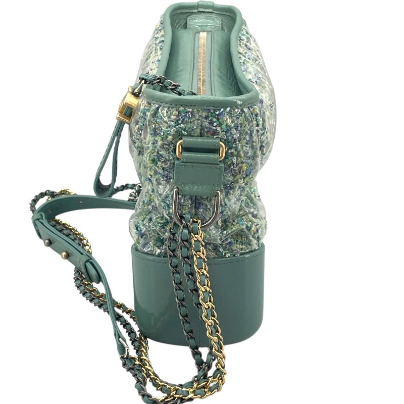 シャネル CHANEL ガブリエル ドゥ ミデ A93824 25番台 グリーン GD/SV金具 ツイード/ビニール レディース ショルダーバッグ