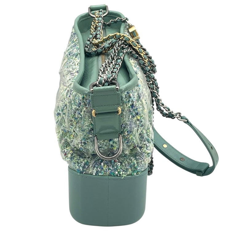 シャネル CHANEL ガブリエル ドゥ ミデ A93824 25番台 グリーン GD/SV金具 ツイード/ビニール レディース ショルダーバッグ