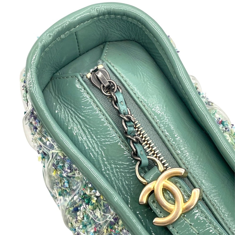 シャネル CHANEL ガブリエル ドゥ ミデ A93824 25番台 グリーン GD/SV金具 ツイード/ビニール レディース ショルダーバッグ