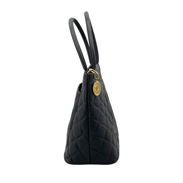 シャネル CHANEL 復刻トート A01804 7番台 ブラック GD金具 キャビアスキン レディース トートバッグ