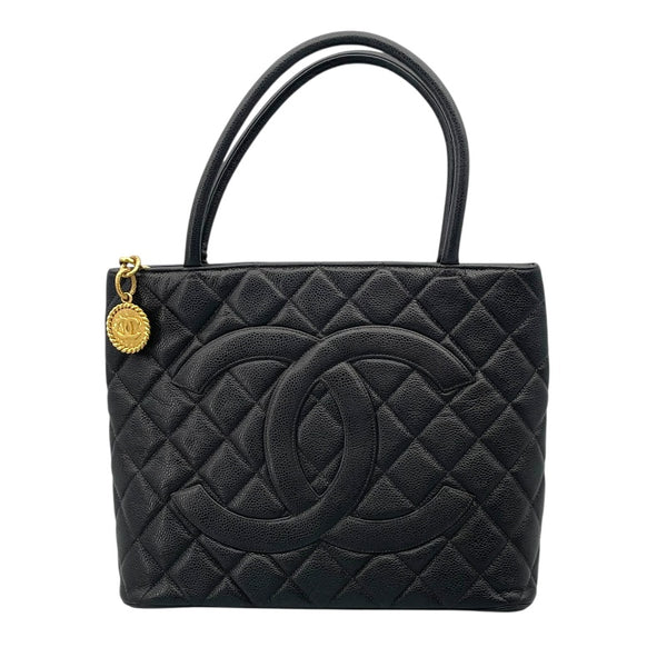 シャネル CHANEL 復刻トート A01804 7番台 ブラック GD金具 キャビアスキン レディース トートバッグ