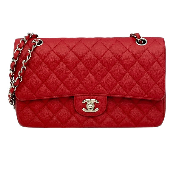 シャネル CHANEL マトラッセ25 A01112 25番台 レッド SV金具 キャビア レディース ショルダーバッグ