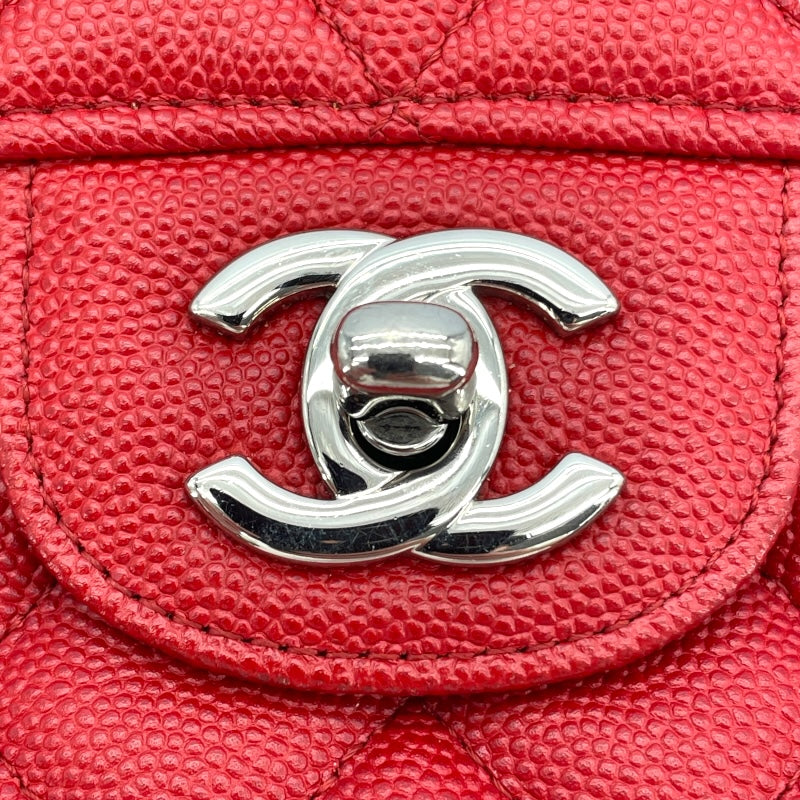 シャネル CHANEL マトラッセ25 A01112 25番台 レッド SV金具 キャビア レディース ショルダーバッグ