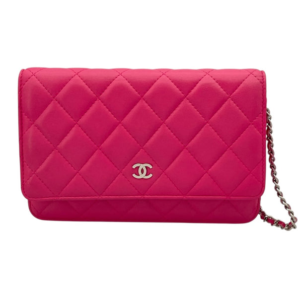 シャネル CHANEL マトラッセチェーンウォレット A33814 17番台 ピンク SV金具 ラムスキン レディース ショルダーバッグ
