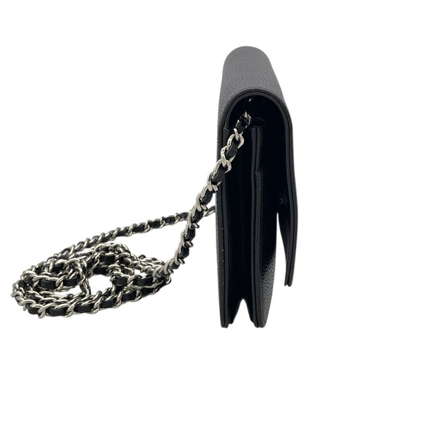 シャネル CHANEL チェンウォレット A48654 20番台 ブラック SV金具 キャビア レディース ショルダーストラップ