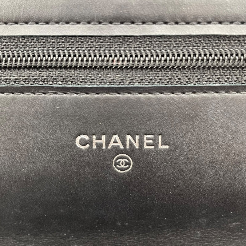 シャネル CHANEL チェンウォレット A48654 20番台 ブラック SV金具 キャビア レディース ショルダーストラップ