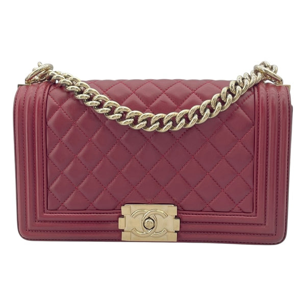 シャネル CHANEL ボーイシャネル25 A67086 22番台 ボルドー GD金具 ラムスキン レディース ショルダーバッグ
