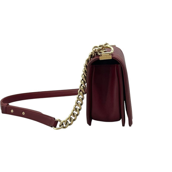 シャネル CHANEL ボーイシャネル25 A67086 22番台 ボルドー GD金具 ラムスキン レディース ショルダーバッグ