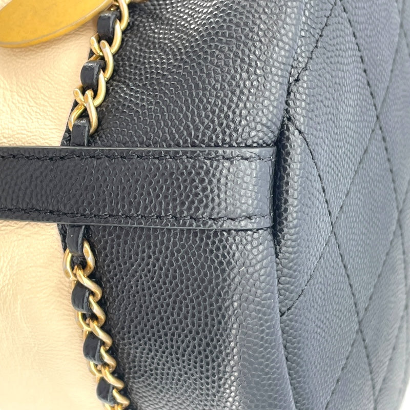 シャネル CHANEL 巾着ショルダー 27番台 ベージュ GD金具 カーフ レディース ショルダーバッグ
