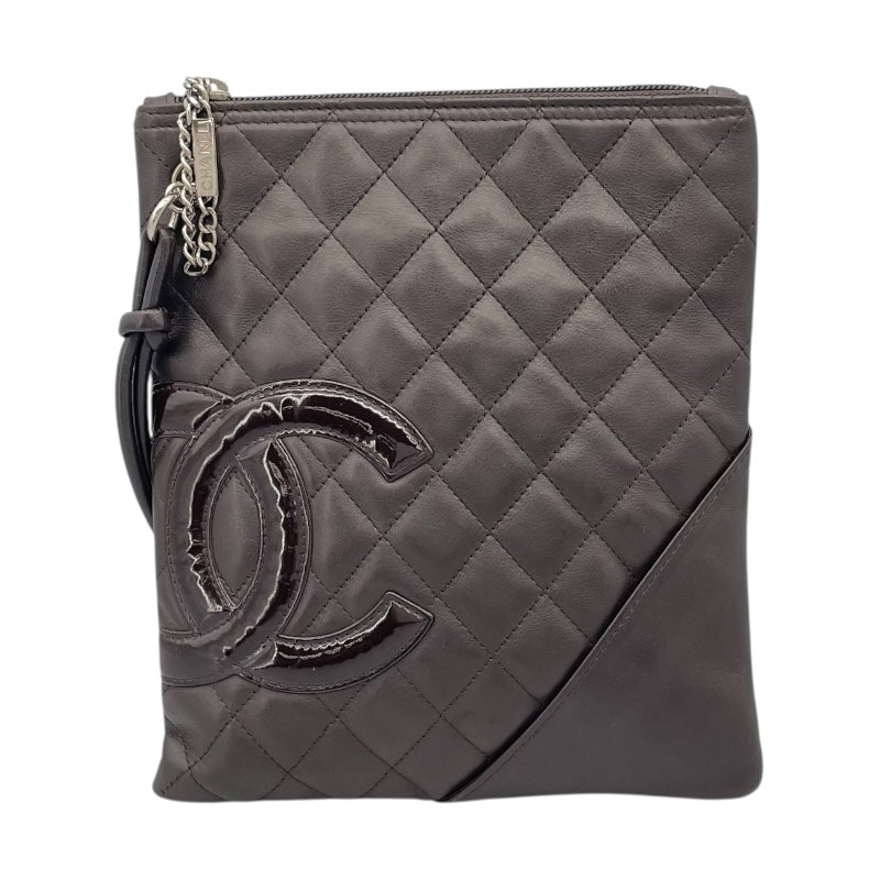 シャネル CHANEL カンボンライン ショルダー 10番台 ブラック SV金具 カーフ レディース ショルダーバッグ