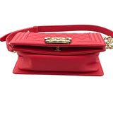 シャネル CHANEL ボーイシャネル スモール A67085 レッド GD金具 キャビアスキン レディース ショルダーバッグ
