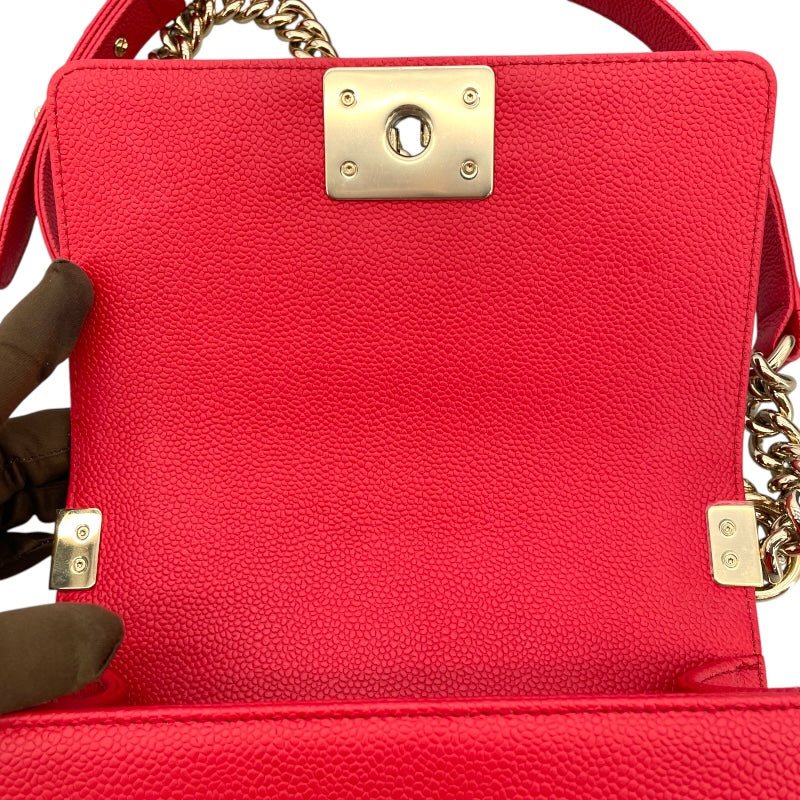 シャネル CHANEL ボーイシャネル スモール A67085 レッド GD金具 キャビアスキン レディース ショルダーバッグ