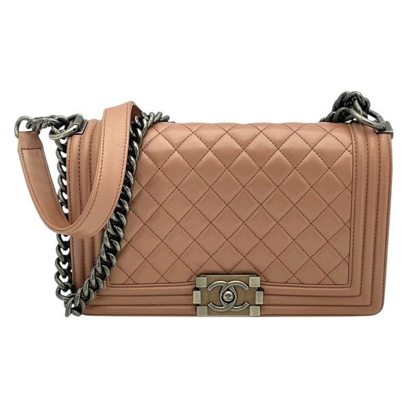 シャネル CHANEL ボーイシャネル25 A67086 20番台 ベージュ SV金具 ラム レディース ショルダーバッグ